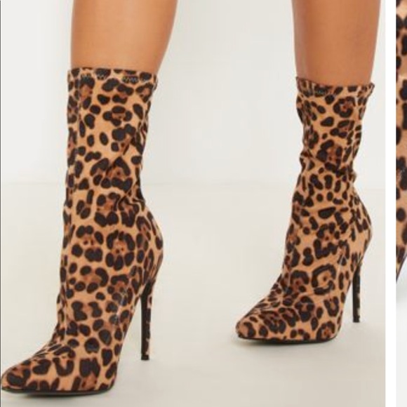 NIB Leopard Heel Stiletto Sock Bootie - Picture 4 of 4